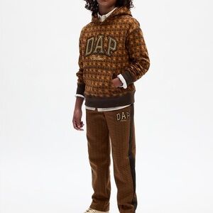 Gap and Dapper Dan Collaboration Brown Checkered Hoodie and Pants Set